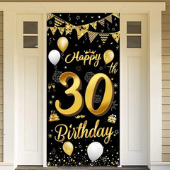 30Th Birthday Decoration Background Door Decoration Banner Fabric Sign 30Th Birt