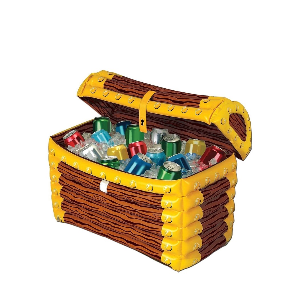 Beistle Inflatable Treasure Chest Cooler Party Decor Holds 48 Cans Multicolor