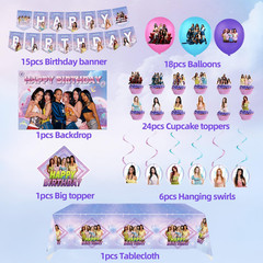 KATSEYE Birthday Decorations, Party Supplies Set Include Banner, Backdrop, Ballo