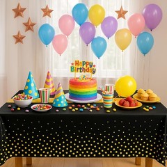 3Pcs Black and Gold Graduation Tablecloth, Graduation Decorations 2026,