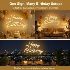 Large Dimmable LED Happy Birthday Neon Sign – 22×16.9 Inch Wall Decor for Partie