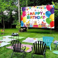 DIZHI Happy Birthday Backdrop Banner Colorful 5x3ft, Multicolor