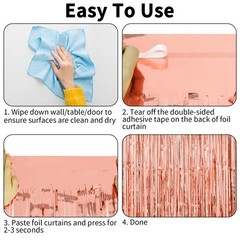 2 Pack Thicken Rose Gold Tinsel Backdrop 3.3×6.6Ft Fringe Curtains