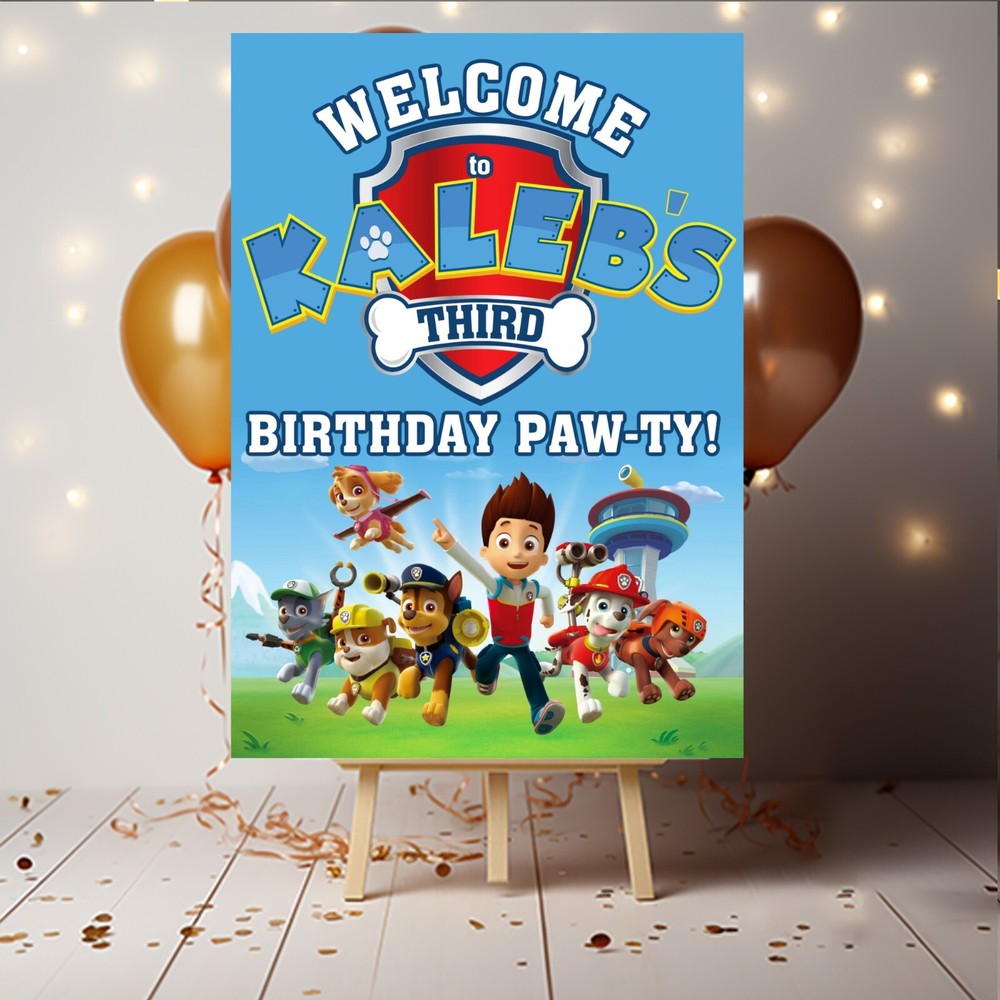 Personalised Paw Patrol Birthday Party Welcome Sign