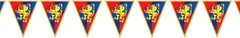 Medieval Pennant Banner 12 Feet Long Lion Crest Party Decoration Red Blue Yellow
