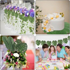 78 Pieces 7 Kinds Artificial Tropical Leaf Jungle Leaves Plant Safari Leaves