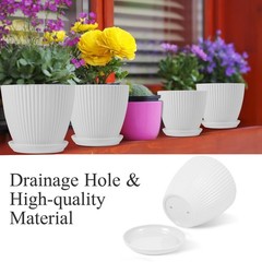 7 Inch Large Plant Pots, 6 Pack Flower Pots with Drainage Hole and Tray Sauce…