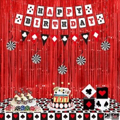 2 PCS 3.2×8.2 Ft Thicken Red Streamers Graduation Backdrop Foil Tinsel