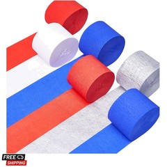 Patriotic Red White and Blue Crepe Paper Streamers 6pcs 492ft Pack of Red Whi…