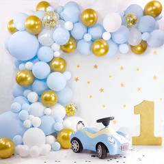 Blue and White Gold Balloons,100 pcs Blue White Gold Balloon Garland Arch Kit…