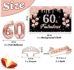 60Th Birthday Decorations for Women, 60Th Birthday Party Supplies Set Black Rose