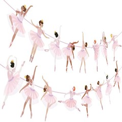 2 Pcs Ballerina Dancer Banner Ballet Dancing Hanging Garland Pink Ballerina P…