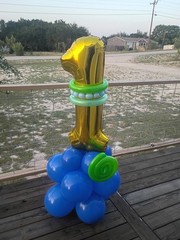 1st Birthday Gold Number 1 Foil Balloon( Blue Green White Latex) and diagram