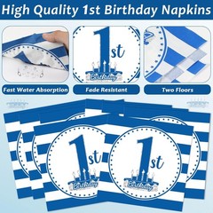 Charming 96-Piece 1st Birthday Tableware – Convenient & Disposable for Parties