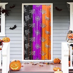 Halloween Tinsel Backdrop Curtains 3.3 X 6.6 Ft Orange Purple Black Streamers