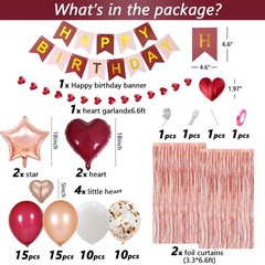 Burgundy Birthday Decorations for Women with Happy Bithday Banner, Curtains, …