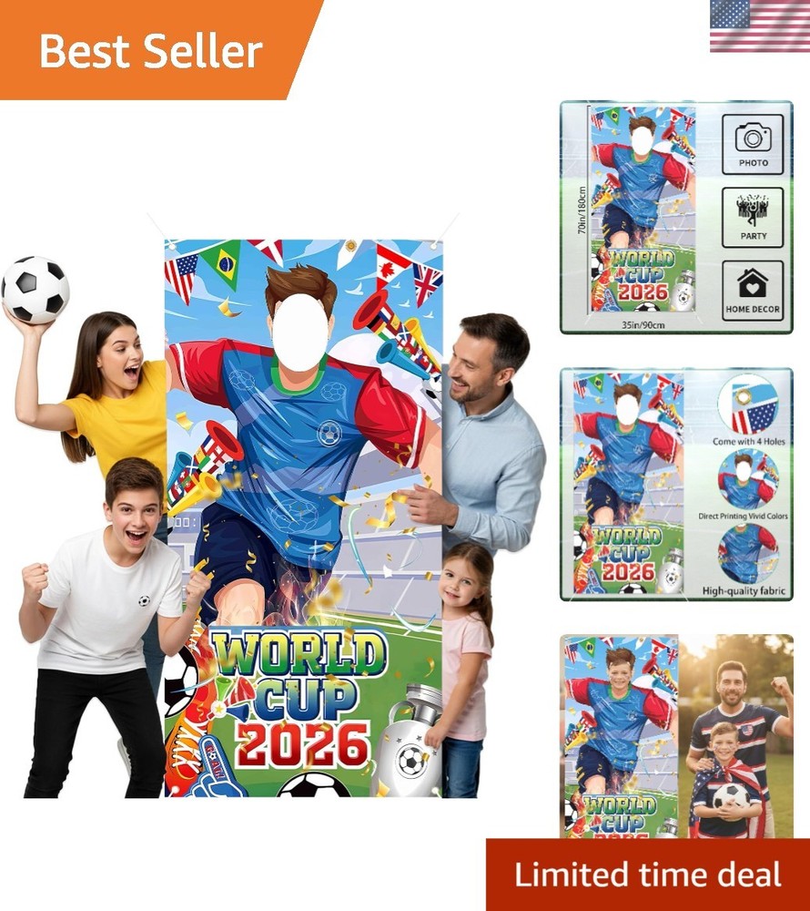 World Cup Photo Banner 71×35 Inches 2026 Soccer Player Cutout Backdrop with F…