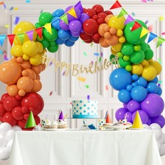 164Pcs Rainbow Balloon Arch Kit with Red Purple Yellow Blue Orange White Lime