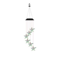 Solar Starfish Wind Chimes with Colorful LED Lights for Patio and Garden Decor