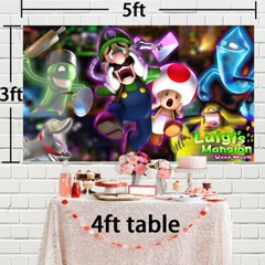 Luigi’s Mansion Party Supplies Backdrop Banner Poster Vinyl 5x3FT Birthday Gift