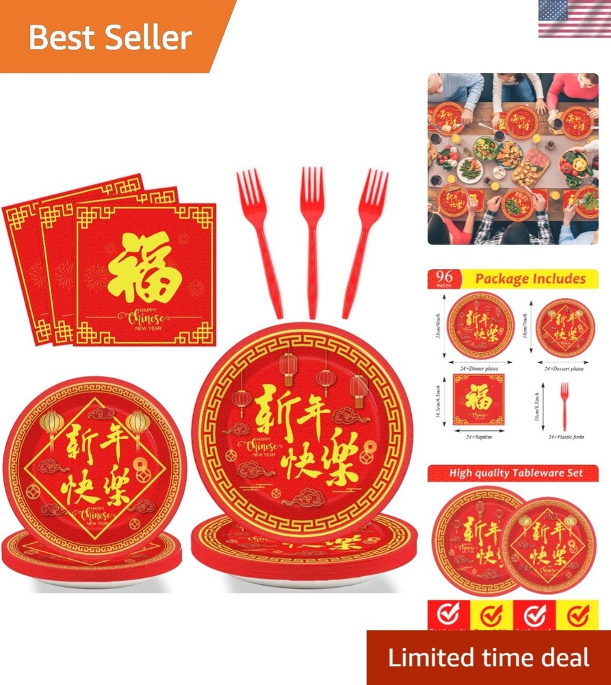 Elegant 96-Pc Chinese New Dinnerware Set – Perfect for 2026 Celebrations