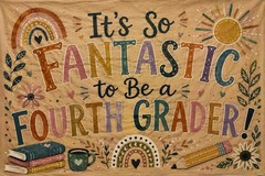 Hand painted banner-4th grade Decorative 30×50