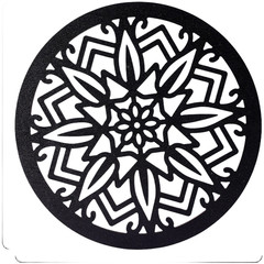 Bohemian Round Wooden Wall Decor with Six Floral Appliques European Crafted