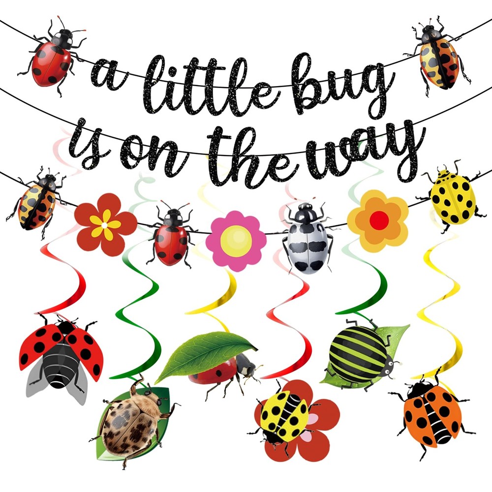 Ladybug Baby Shower Decorations Banner and Swirls for Boys Girls Party