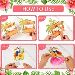 12Pcs Hawaiian Luau Party Table Decorations – Double sided Tropical Aloha Fla…