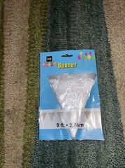 DG PARTY 9 Ft Silver Glittery Triangle Banners NWT SET Of 4