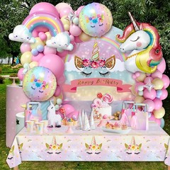 Decoracion De Unicornio Arcoiris Para Cumpleaños Globos Fondos 142 Piezas Niñas