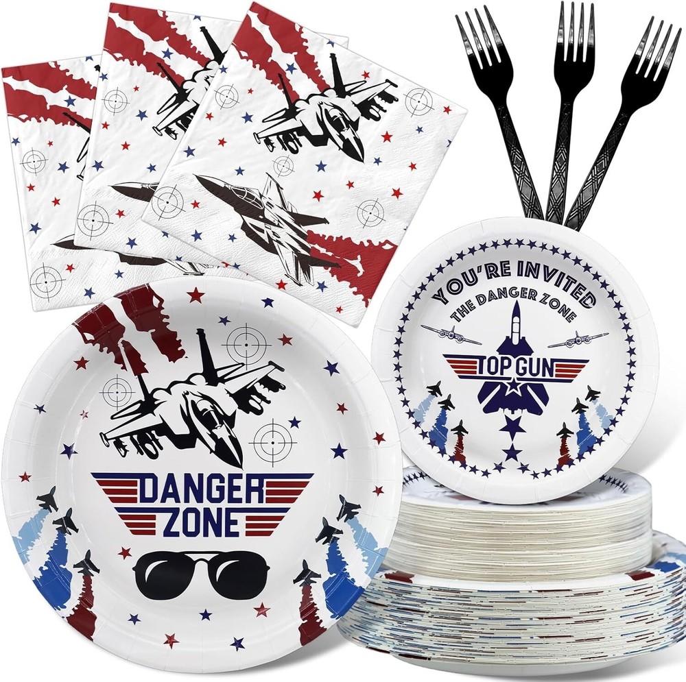Fighter Jets Aviation Disposable Birthday Tableware (Plates, Napkins, Forks)