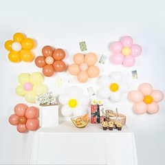 16 Set Daisy Flower Balloons DIY Kit,Boho Daisy Balloons Party Multicolor-a