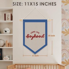 Long Live Boyhood Pennant Flag Banner, Boys Room Decor, Vintage Playroom Wall…