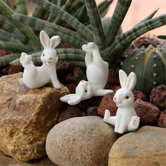 3Pieces Resin Bunnies Figurines Set Cartoon Animal Statues For Home Holiday