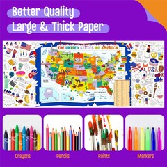 American Coloring Poster, Large Activity Paper 75” x 31”