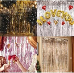 Silver Party Streamers 4 Pack Foil Fringe Curtain Backdrop 3.3×6.3 Feet Decor