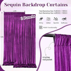 Sequin Backdrop Curtains Sparkly Fabric Photo Booth Wedding Party Decoration New