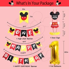 Mickey Mouse 1st Birthday Party Decorations,Party Supplies Included Banner