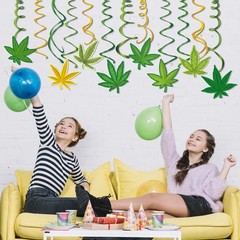 30Ct Green Leaf Hanging Swirl Decorations, Paper Plant Leaves Party Supplies,…