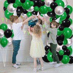 Green Black Silver Balloon Garland Arch Kit – Video Gaming Balloons Black Bal…