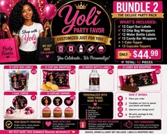 Personalized Party Favor Bundle 2 | 62 Pc Birthday Party Decorations