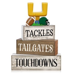4 PCS Football Table Decorations Tiered Tray Decor Sport Game Centerpiece Sign