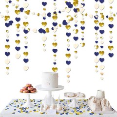 52Ft Valentines Day Party Decorations Navy Blue Gold Love Heart Garland Royal…
