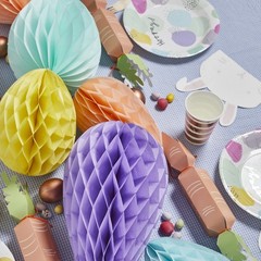 Pastel Honeycomb Easter Egg Decorations Hanging Party Decor 20cm 30cm x 6