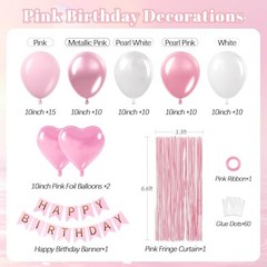 Pink Birthday Decorations with Pearl White Light Pearl Metallic Pink Foil