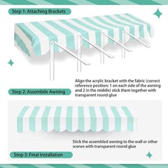 Waterproof Circus Awning Decor Farmers Market Decoration Cyan White 3D Striped
