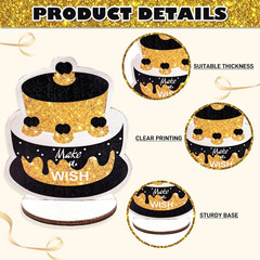 Happy Birthday Table Decorations & Centerpieces – 12-Piece Black & Gold Wooden G