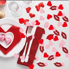 200 PCS Valentines Day Pink Red Heart Circles Lips Love Glitter Confetti