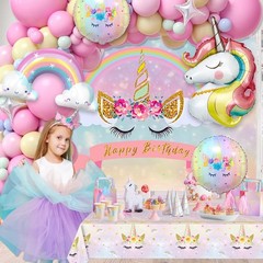 Decoracion De Unicornio Arcoiris Para Cumpleaños Globos Fondos 142 Piezas Niñas